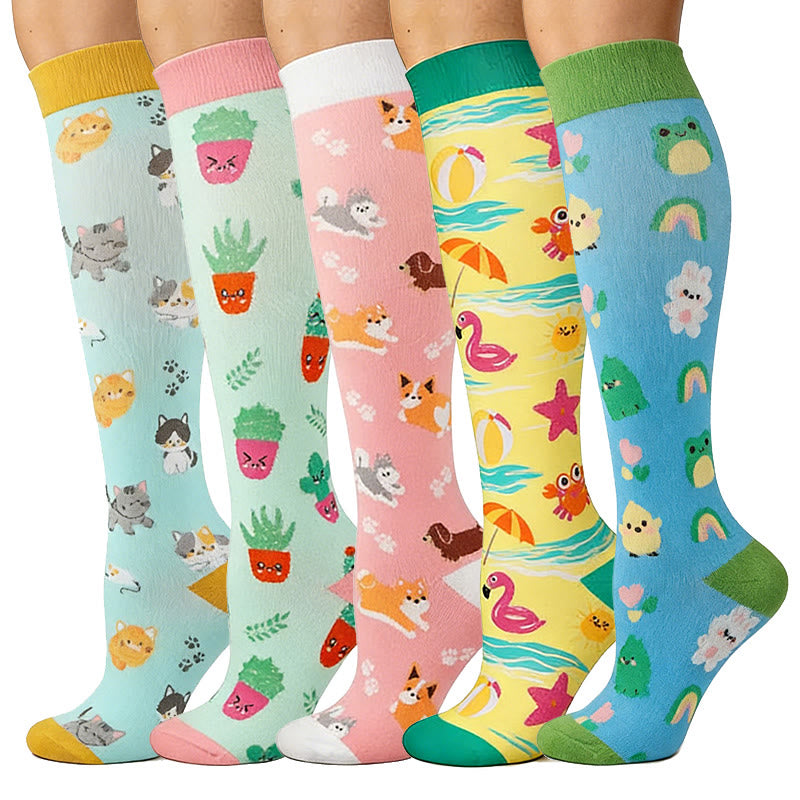 Cute Animals Compression Socks(5 Pairs) - image 1