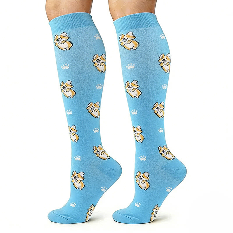 Pig Corgi Fox Unicorn Compression Socks(4 Pairs) - image 4