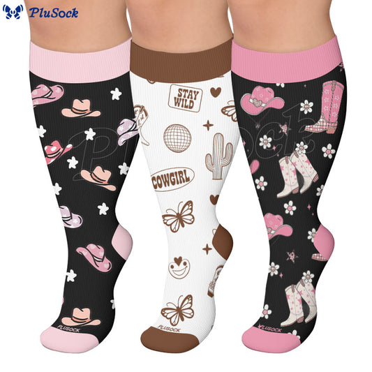 Plus Size Pink Boots Hats Compression Socks - image 0