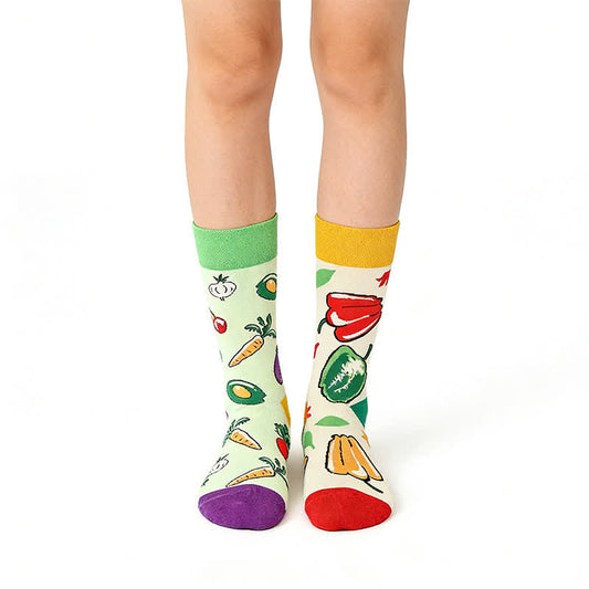 Playful Fruit Vegetable Quarter Socks - Orange - EU36-43(US3-10) - image 0