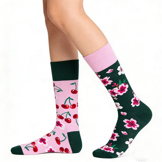 Cherry Floral Quarter Socks - Pink - EU36-43(US3-10) - image 0