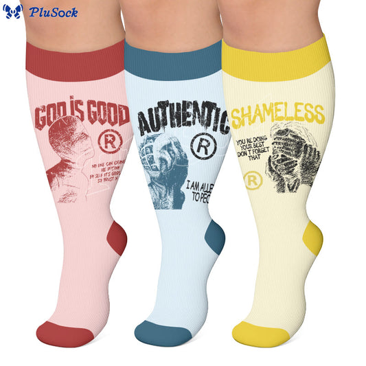 Plus Size Ocean Print Stretch Compression Socks - image 0