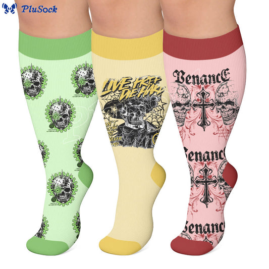 Plus Size Skull Combination Print Compression Socks - image 0