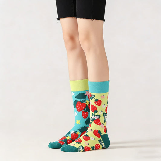 Strawberry Mismatch Quarter Socks - image 0