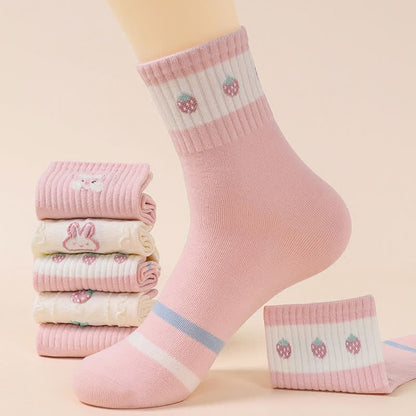 Easter Bunny Cotton Quarter Socks(5 Pairs) - image 1
