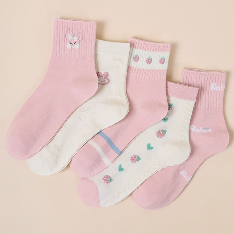 Easter Bunny Cotton Quarter Socks(5 Pairs) - image 3