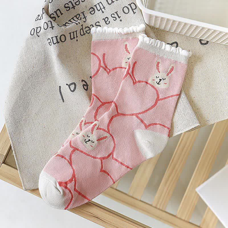 Cute Rabbit Quarter Socks(5 Pairs) - image 5