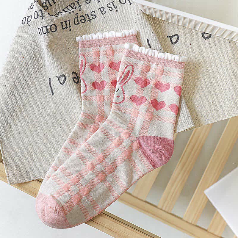 Cute Rabbit Quarter Socks(5 Pairs) - image 3