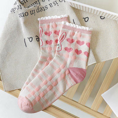 Cute Rabbit Quarter Socks(5 Pairs) - image 3