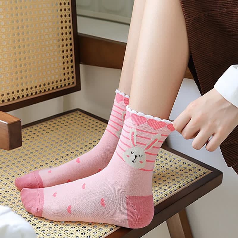 Cute Rabbit Quarter Socks(5 Pairs) - image 2