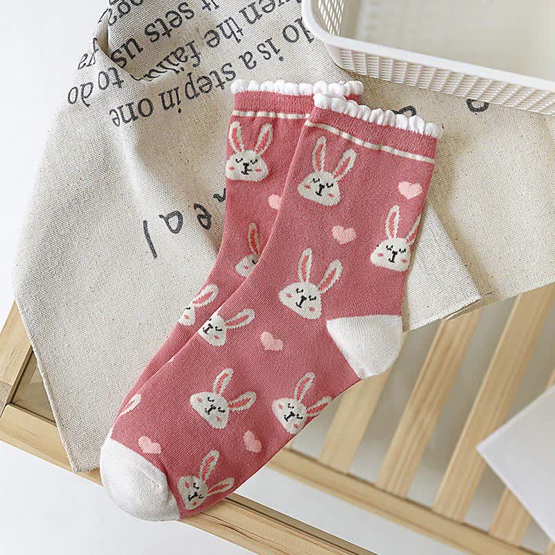 Cute Rabbit Quarter Socks(5 Pairs) - image 6