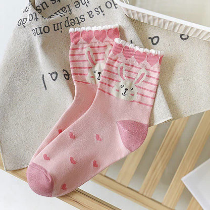 Cute Rabbit Quarter Socks(5 Pairs) - image 4