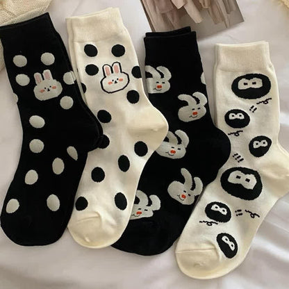 Polka Dot Rabbit Quarter Socks(4 Pairs) - image 3
