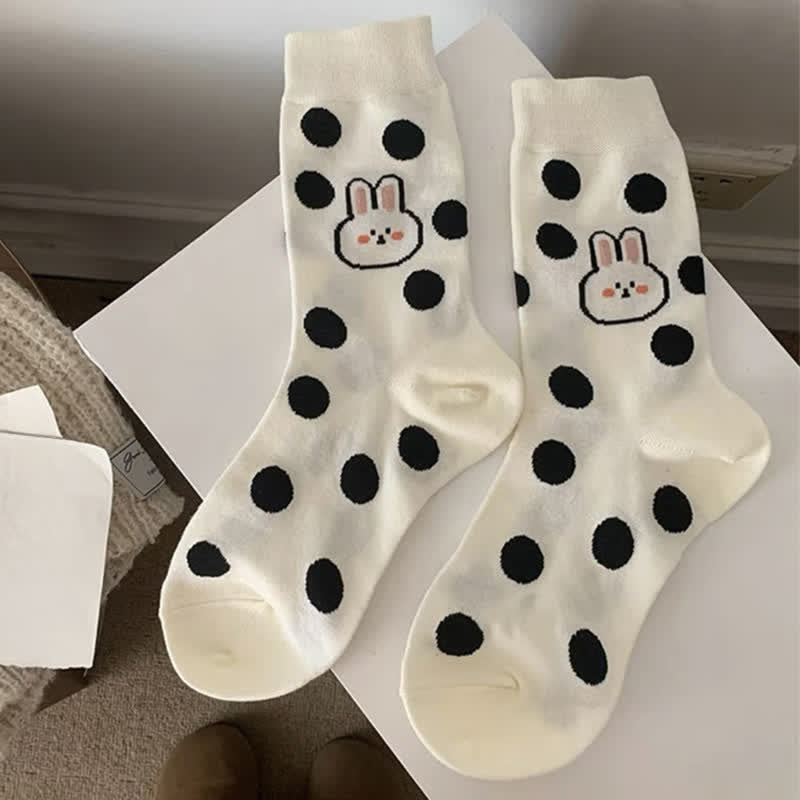 Polka Dot Rabbit Quarter Socks(4 Pairs) - image 5