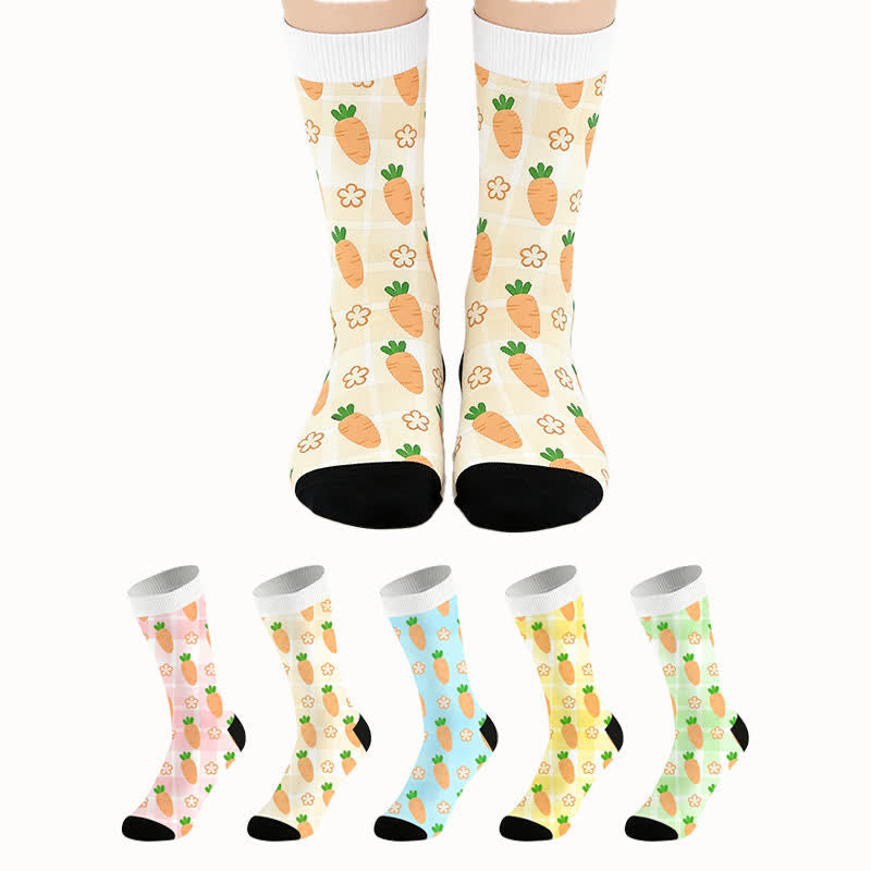 Carrot Print Quarter Socks(2 Pairs) - image 0