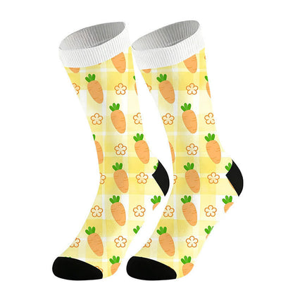 Carrot Print Quarter Socks(2 Pairs) - Yellow - EU36-44(US3-110 - image 5