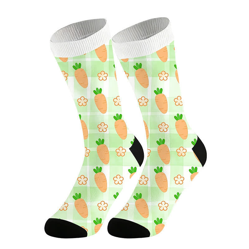 Carrot Print Quarter Socks(2 Pairs) - Green - EU36-44(US3-110 - image 6