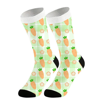 Carrot Print Quarter Socks(2 Pairs) - Green - EU36-44(US3-110 - image 6