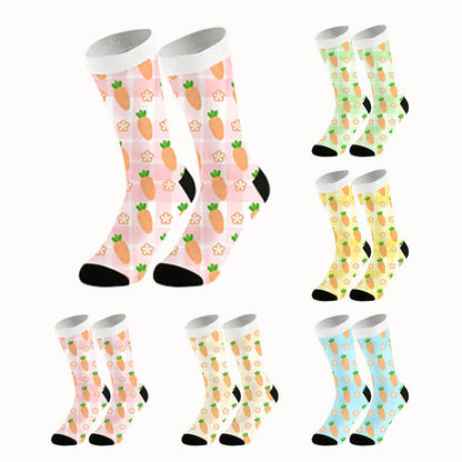 Carrot Print Quarter Socks(2 Pairs) - image 1