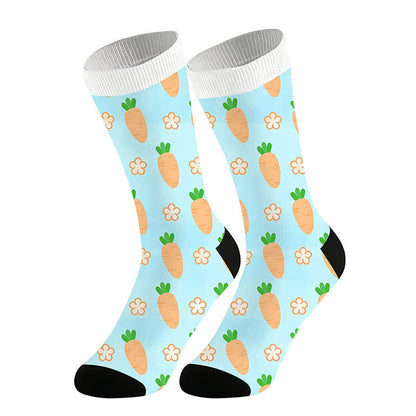 Carrot Print Quarter Socks(2 Pairs) - Blue - EU36-44(US3-110 - image 3