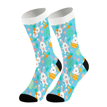 Easter Bunny Print Quarter Socks(2 Pairs) - Blue - EU36-44(US3-11) - image 6