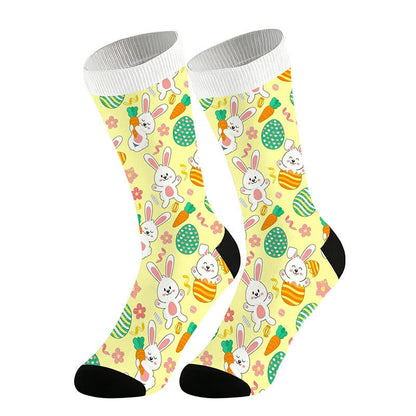 Easter Bunny Print Quarter Socks(2 Pairs) - Yellow - EU36-44(US3-11) - image 3
