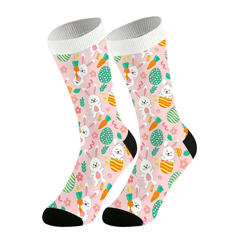 Easter Bunny Print Quarter Socks(2 Pairs) - Pink - EU36-44(US3-11) - image 4