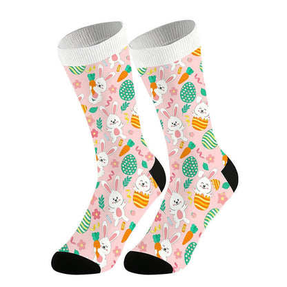 Easter Bunny Print Quarter Socks(2 Pairs) - Pink - EU36-44(US3-11) - image 4