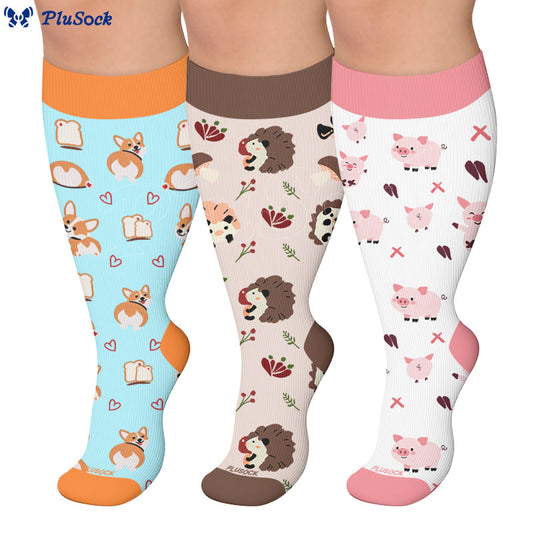 Plus Size Corgi Hedgehog Pig Compression Socks - image 0