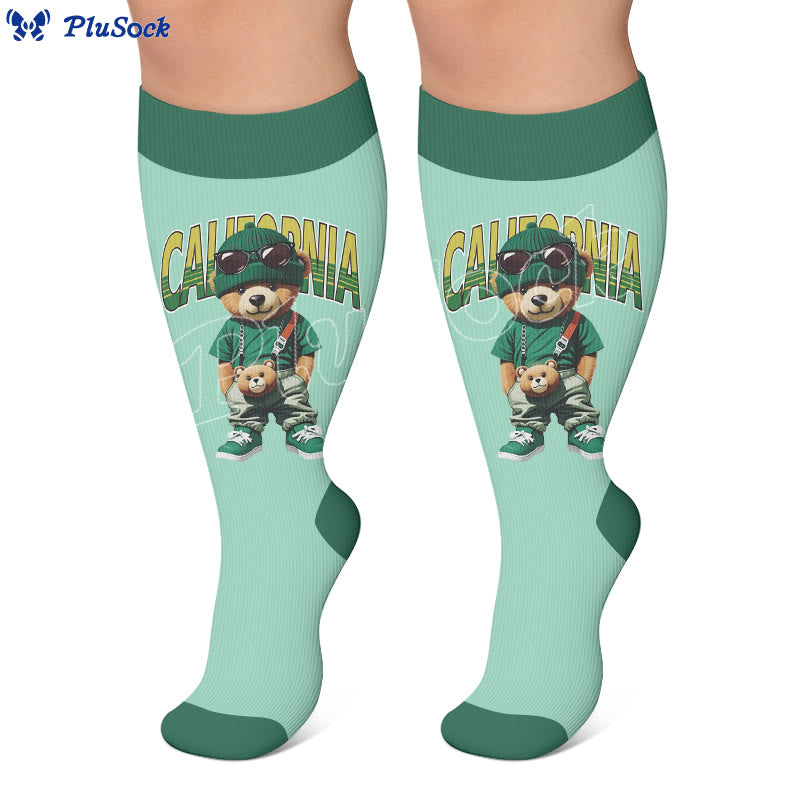 Plus Size Cute Bear Print Compression Socks - image 4