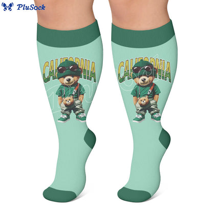 Plus Size Cute Bear Print Compression Socks - image 4