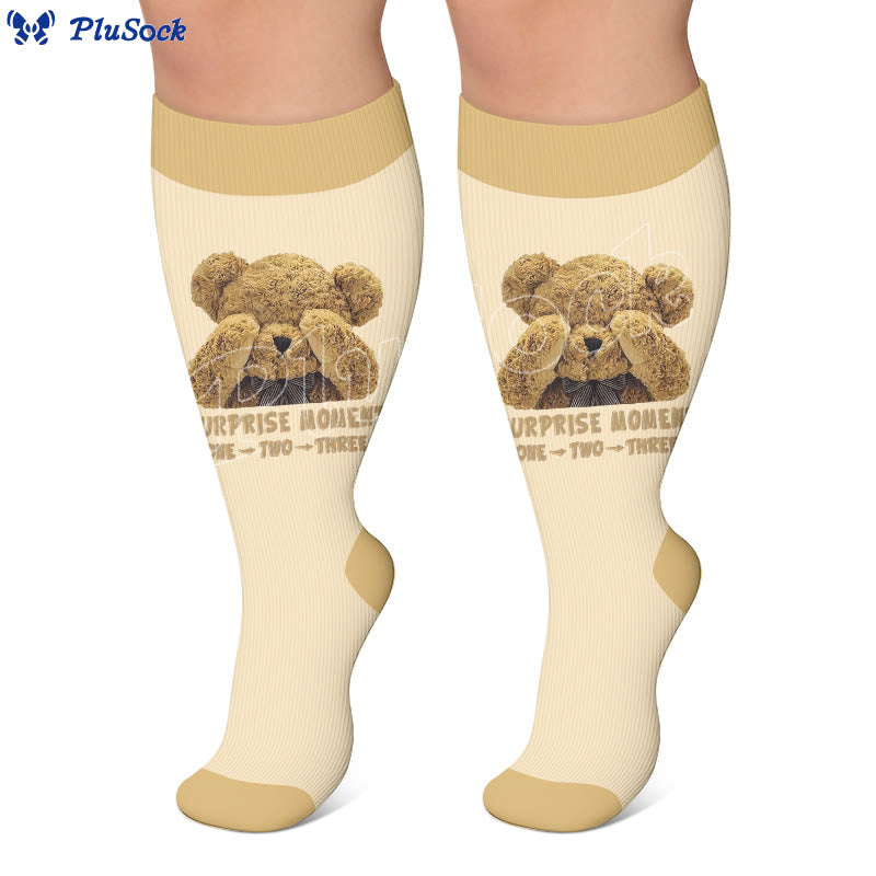 Plus Size Cute Bear Print Compression Socks - image 2