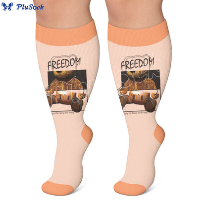 Plus Size Cute Bear Print Compression Socks - image 3