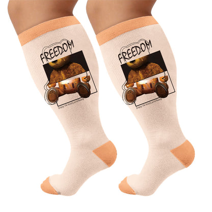 Plus Size Cute Bear Print Compression Socks - Mechanical(1 Pair) - 4XL - image 6