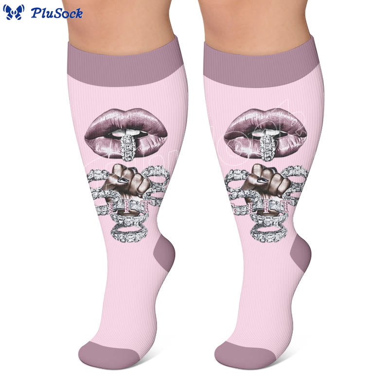 Plus Size Sexy Lip Print Compression Socks - image 4