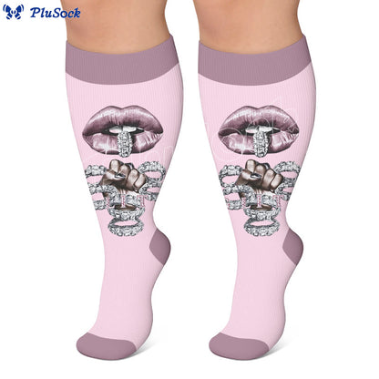 Plus Size Sexy Lip Print Compression Socks - image 4