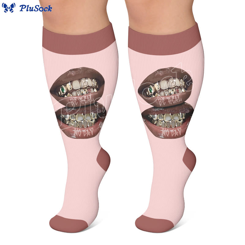 Plus Size Sexy Lip Print Compression Socks - image 2