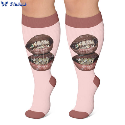 Plus Size Sexy Lip Print Compression Socks - image 2