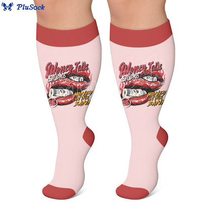Plus Size Sexy Lip Print Compression Socks - image 3