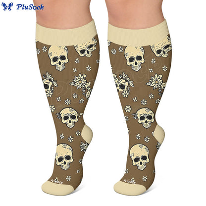 Plus Size Skull Charm Compression Socks - image 3