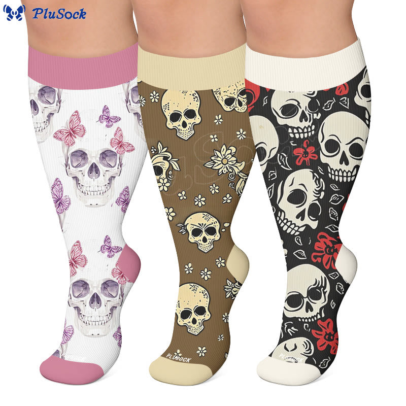 Plus Size Skull Chic Compression Socks - image 0