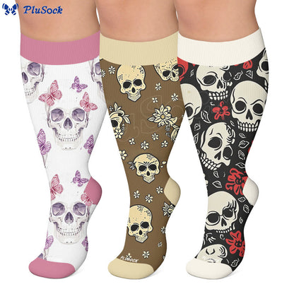 Plus Size Chic Skul Compression Socks - image 0