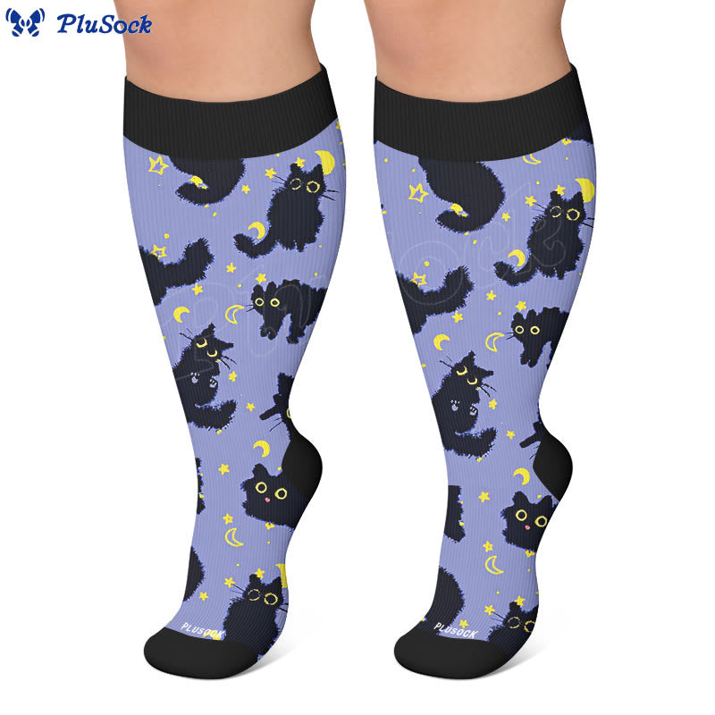 Plus Size Moonlight Cat Compression Socks - image 6