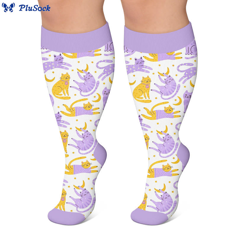 Plus Size Moonlight Cute Cat Compression Socks - image 2