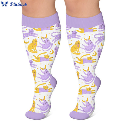 Plus Size Moonlight Cute Cat Compression Socks - image 2