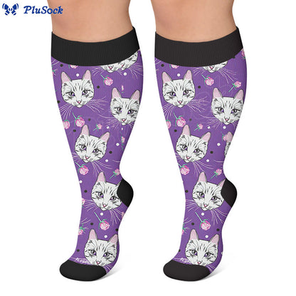 Plus Size Moonlight Cat Compression Socks - image 7