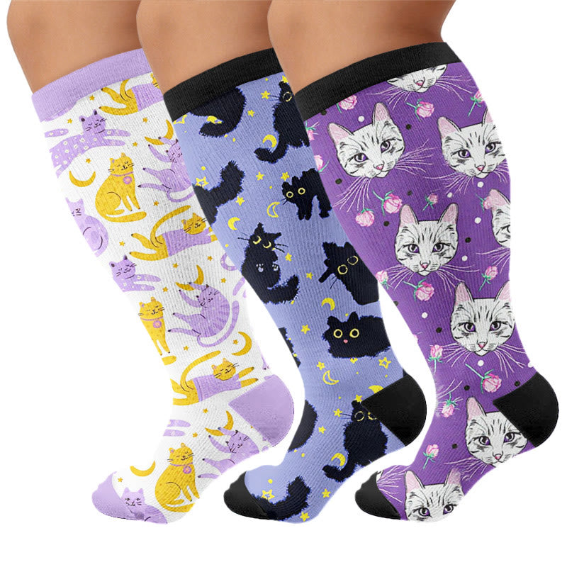 Plus Size Moonlight Cat Compression Socks - image 1