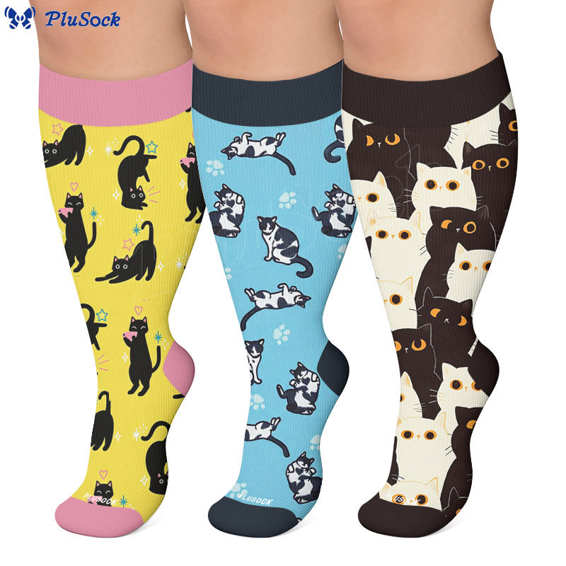 Plus Size Cute Quirky Cat Compression Socks - image 0