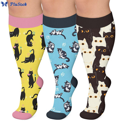Plus Size Cute Quirky Cat Compression Socks - image 0