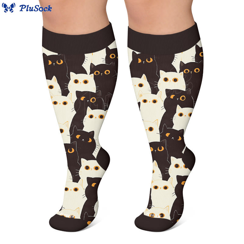 Plus Size Cute Playful Cat Compression Socks - image 3